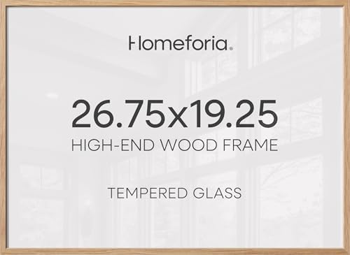 Homeforia 26.75x19.25 Natural Oak Picture Frame, High-End Wood, Glass by Homeforia