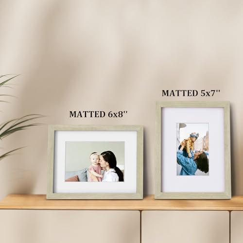 Egofine 9x12 Picture Frames Set of 4, Made of Solid Wood Covered by Plexiglass 5x7 and 6x8 with Mat or 9x12 without Mat, for Table Top Display and Wall Mounting Photo Frame Distressed Wood Grain - Image 5