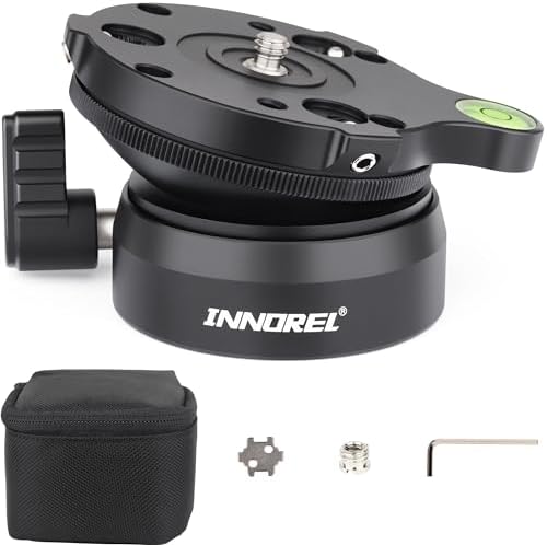 INNOREL Tripod Leveling Base, LB60 Leveling Base Half Ball with Offset Bubble Level and Bubble Level Bag for Canon, Nikon and Other DSLR Cameras with 1/4" Thread, Tripods and Monopods with 3/8" Thread by INNOREL