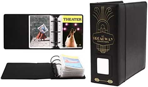 2Fold Binder for Holding Broadway Play Program and Theater Programs with 30 Custom Sheet Protectors - PU Leather - Fits Programs from Mid 1980s to Modern (Black/Gold Foil w/Window) by 2Fold