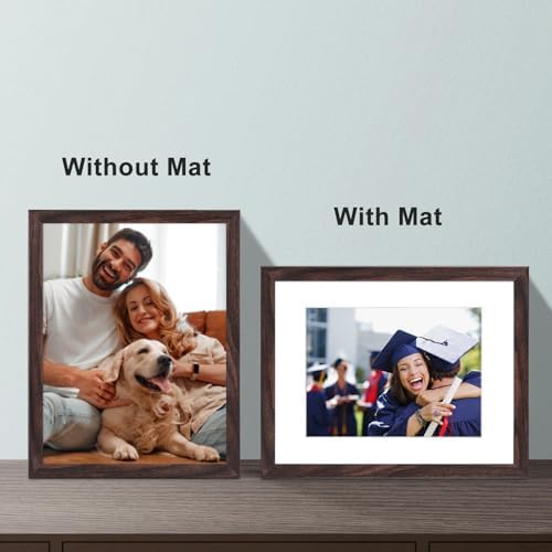 8.5x11 Picture Frame Set of 6, Certificate Document Frame, Diploma Frame, Display Pictures 8.5x11 Without Mat, Brown - Image 4