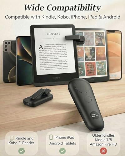 RF Remote Control Page Turner with Upgrade LCD Power Display, Wireless Reading Clicker for Kindle Paperwhite Kobo Oasis iPad, Phone Camera Remote Trigger, 36-Month Warranty (Black) - Image 5