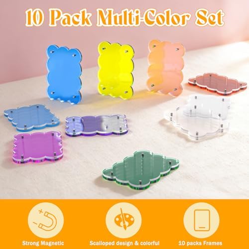 10Pack 2.36 x 3.54Colorful Acrylic Magnetic Frame fridge Scalloped - Image 3