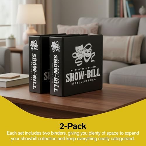 2 Pack of Show-Bill D-Ring Binder for Broadway & Theatre Showbills – Display Binder with 25 Sheet Protectors, Holds & Organizes Stage Collections, Fits 5.5” x 8.5” (Black) - Image 2