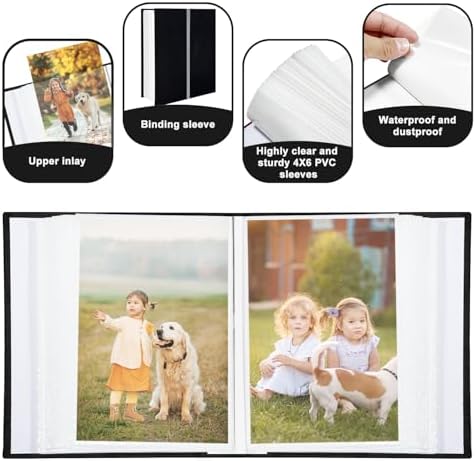 Photo Album 4x6 100 Pockets, Linen Cover Top Loader Vertical, Slip-in Picture Black Pockets Albums for Wedding, Family, Anniversary, Baby, Vacation - Image 5