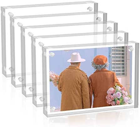 Sezanrpt 5 Pack Acrylic Photo Frames 3.5x5 Double Side Magnets Picture Frame, Magnetic Picture Frames for 3x4, 3.5x4.5 photos, 3x5 Picture Frame 10 + 10MM Thickness by Sezanrpt