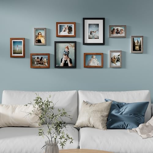 Vittanly 10 Pack Gallery Wall Frame Set, Black, Walnut Brown, Dark Grey - Image 4
