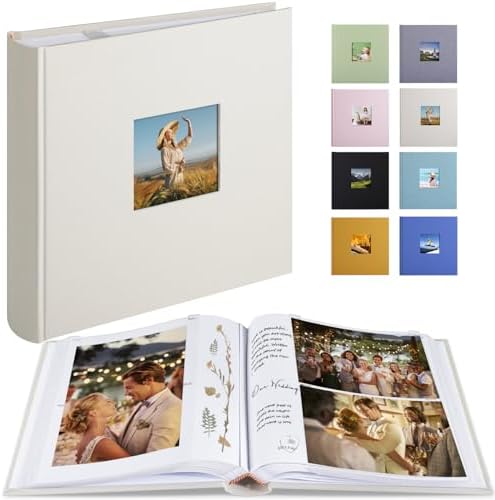 1DOT2 Photo Album with Writing Space, 100 Pages, Linen Cover, Beige by 1DOT2