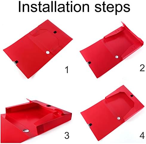 HUA JIE 4 Pack A4 Storage File Boxes Plastic Archives Cases with Lid,Red - Image 7