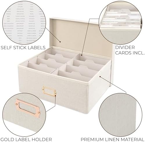 Decorative Photo Storage Box - Sturdy Linen Organizer Holds 1700 Photos - Image 6