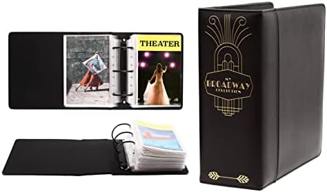 2Fold Binder for Holding Broadway Play Program and Theater Programs with 30 Custom Sheet Protectors - PU Leather - Fits Programs from Mid 1980s to Modern (Black/Gold Foil) by 2Fold