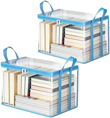 2 Pack Clear Comic Book Storage Containers, Blue by SKYJORMY