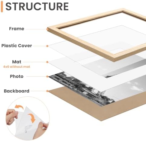upsimples Picture Frames set of 19, Including 8x10, 5x7, 4x6 Natural Frame - Image 3