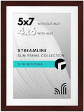 Americanflat 5x7 Picture Frame with Shatter-Resistant Glass - Streamline Collection - Thin Border Photo Frame for Tabletop and Wall Display - Hanging Hardware and Easel Stand Included - Mahogany by Americanflat