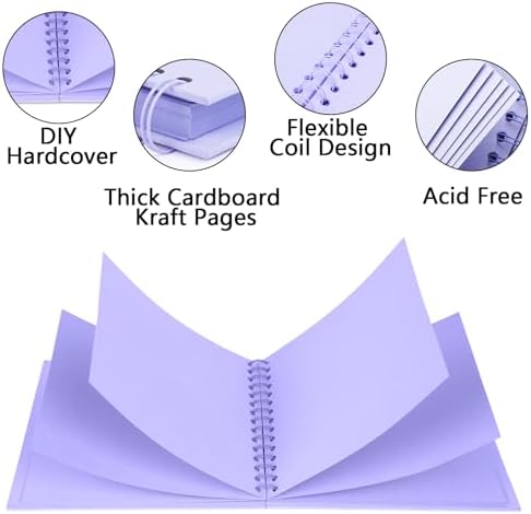 Yopih Scrapbook Album 10x10in, Acid-Free Kraft Paper 20 Sheets 40 Pages - Image 5
