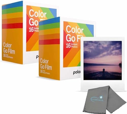 Polaroid Go Color Film, 32 Mini Photos, 2 Double Packs, Compatible with Polaroid Go Camera, Instant Color Film for Instant Camera, with a Cleaning Cloth by Polaroid