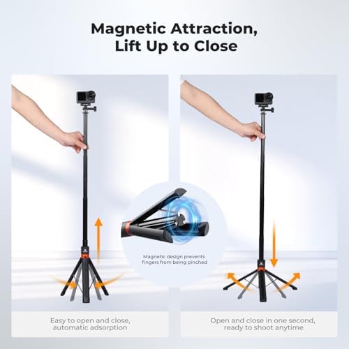K&F CONCEPT 142cm/55.9" Telescopic Selfie Stick Tripod for Action Camera - Image 4