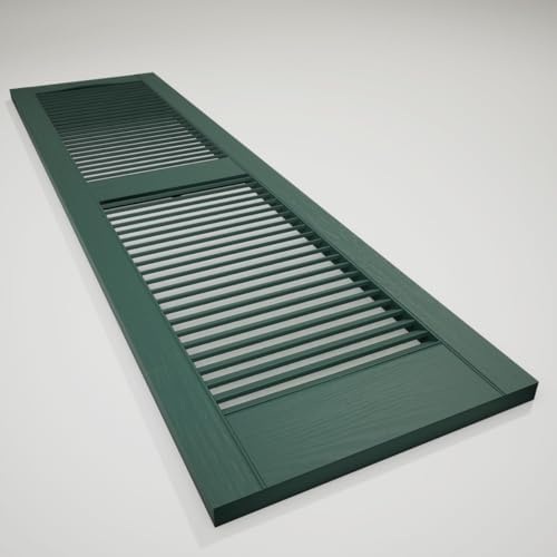 Builders Edge 14.5 in. W x 80 in. H Builders Edge, Standard Cathedral Top Center Mullion, Open Louver Shutters, Includes Matching Installation Spikes (Per Pair), 028 - Forest Green - Image 6