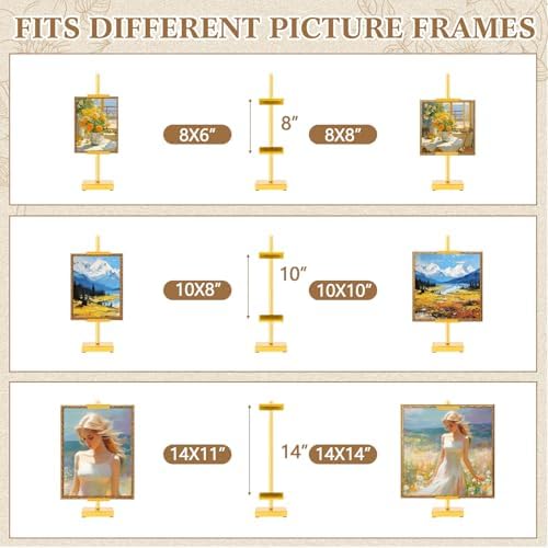 Wenqik 2 Pack Adjustable Tabletop Easel Stand Metal Picture Frame Stand Table Art Easels for Display Adjustable Picture Holder for Photo, Signs, Canvas(Gold,18 Inch) - Image 6