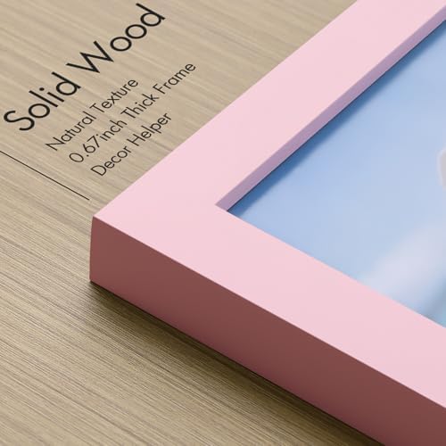 Vittanly 12x12 Picture Frame Made of Solid Wood for Wall Mounting, Pink - Image 3