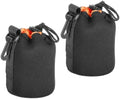 PATIKIL Camera Lens Bag, 2 Pcs 3.3" ID x 5.5" H Drawstring Lens Pouch with Thick Protective Neoprene, Lens Case for DSLR Camera Lens, Water Coffee Cups Black, Orange by PATIKIL