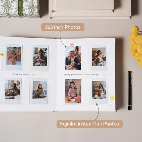 Instax Mini Photo Album with Writing Space, Linen Cover, Green - Image 3