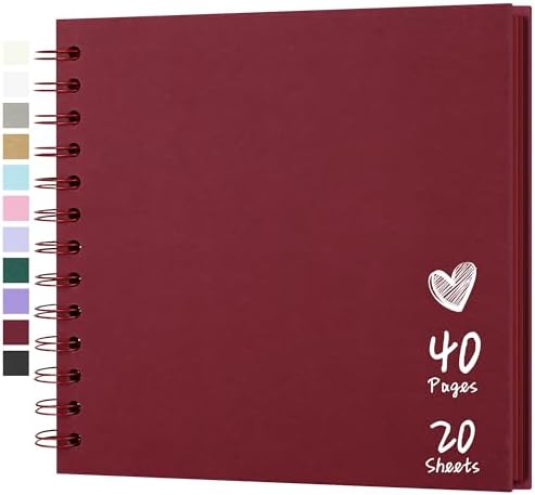 Scrapbook Photo Album 7"x7" 20 Sheets 40 Pages Hardcover Kraft Paper Khaki by Hiwhy
