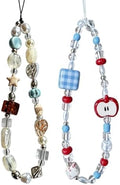 2 Pcs Phone Charm Strap Hand Wrist Strap Camera Lanyard Pearl Beaded Cute Chain String Accessories Universal for iPhone 17 Pro Max 16 15 for Samsung Women Girls Keychain Bags Red Apple and Beach Beads by Casecond