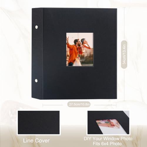 Artmag Fabric Photo Album 4x6 400 Large Capacity for Family Wedding Anniversary Linen Album Holds 400 Vertical Photos (400 Pockets, Black) - Image 2