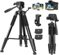 74'' Camera Tripod, Fotopro Lightweight Aluminum Travel Tripod for DSLR Camera and Phone with Detachable 3-Way Pan-Tilt Head Carry Bag and Mount Phone Stand for Video Recording Live Streaming by Fotopro