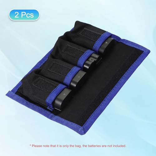 PATIKIL Camera Battery Pouch Cases, 4 Pocket Nylon DSLR Battery Case Holder Storage Bag for AAA, LP-E6, LP-E8, NP-FW50, EN-EL14, EN-EL15 Batteries (Blue) - Image 3
