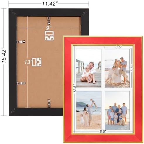 Suede 9x13 Picture Frame Display 4 Opening Picture Frames Collage 4x6 Wall Decor with Mat,Multi Photo Frame for Plexiglass,Wall Decor,1Pack,Red - Image 4