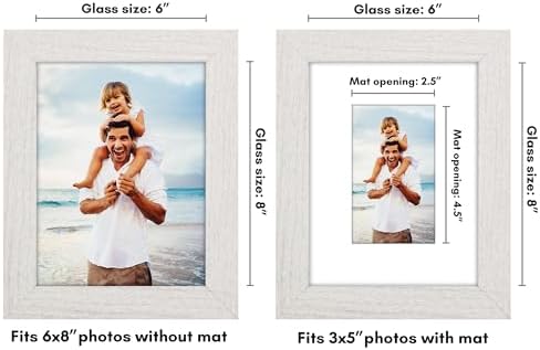 Americanflat 6x8 Picture Frame - Matted to 3x5 - Engineered Wood - White - Image 2