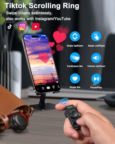 duskeep Bluetooth Scrolling Ring for TikTok, Camera Shutter, Charging Case - Image 3