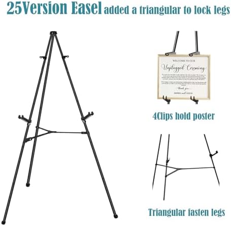 JIUYE 63" Instant Easels Stand for Wedding Sign & Posters,Adjustable Metal Easels for Display Painting Canvas,Folding Tripod with Portable Bag by JoyYeux,Black 3Pack - Image 4