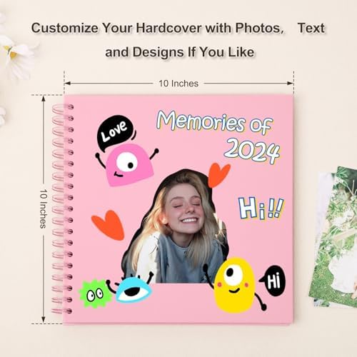 Scrapbook Album 10x10 Inches 100 Pages Hardcover Kraft Paper Pink - Image 3