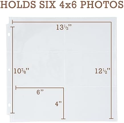 Samsill Scrapbook 6 Pocket Refill Pages 12x12 Inch, 50 Pack, Fits 3 Ring Scrapbook Binders and 12x12 Photo Albums, Holds 12 4x6 Inch Photos, Top-Loading, Heavy-Duty, Super Clear - Image 2