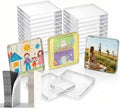 24 Pack Clear Acrylic Fridge Magnets - DIY Magnetic Photo Frames with Magnet & Adhesive Backing. Bulk Craft Kit Includes 26 Blank Cards & Organizer Box for Office Decor, Gifts & Art. by Unknown