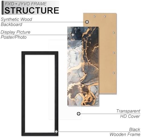 Fxojyvo 7x14 Picture Frame Set of 4 Black Engineered Wood Wall Hanging - Image 3