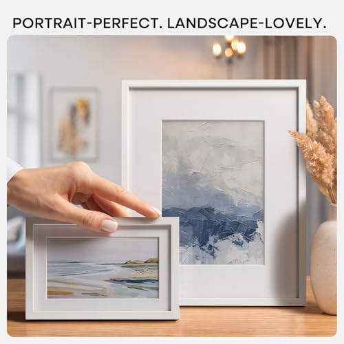 Homeforia 8x8 White Picture Frame, High-End Metal, 6x6 Mat, Glass - Image 7