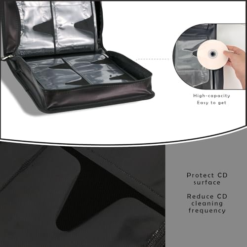 DVD/CD Case Holder - 256 Capacity Disc Storage Wallet Binder for Car, Home, Office, Travel (Black) - Image 4