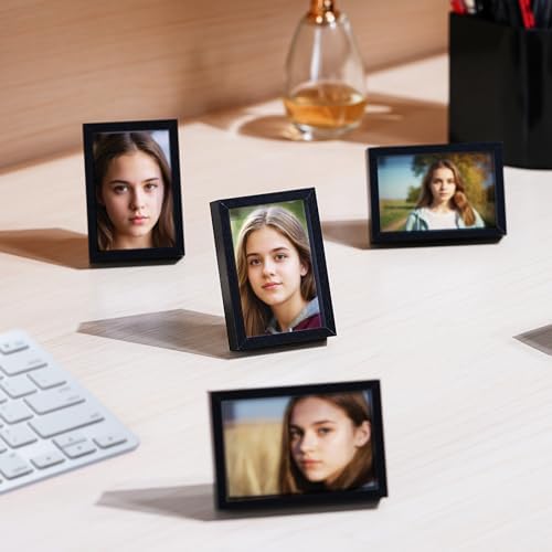 Small Picture Frame 2x3 6 Pack, Magnetic Photo Frames for Fridge and Tabletop Desk Decor, Cute Wallet Size Colored Picture Frames for School Locker, Family Baby Photo, Black - Image 6
