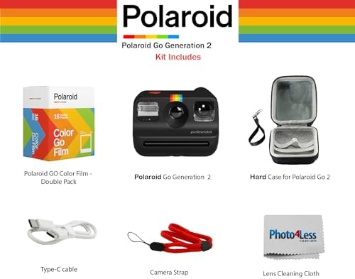 Polaroid Go Generation 2 Instant Film mini Camera (Black) Bundled with Polaroid GO Color Film Double Pack, Hard Carrying Case, Lens Cleaning Cloth - Image 2