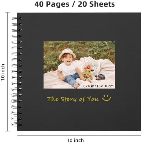 Scrapbook Album 10x10in, Acid-Free Kraft Paper 20 Sheets 40 Pages - Image 2