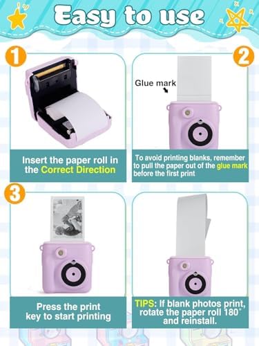9 Roll 1''×2.2'' Kids Camera Paper Roll Refill for Kid Camera Instant Print - Image 6