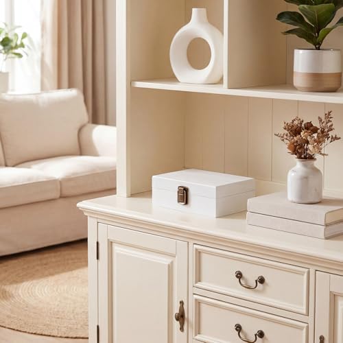 SiliFine Small Wooden Photo Storage Box Keepsake Box, White - Image 5