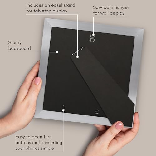 Americanflat 9x9 Picture Frame - Matted to 6x6 - Engineered Wood - Silver - Image 5