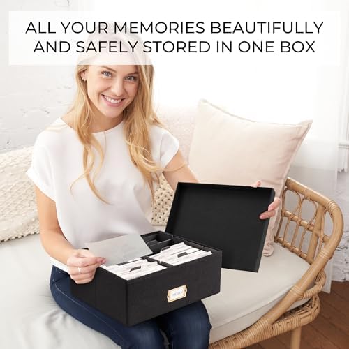 Decorative Photo Storage Box - Sturdy Linen Organizer Holds 1700 Photos - Image 3