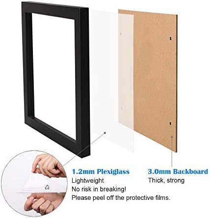 Egofine 8.5x11 Picture Frames Set of 4, Made of Solid Wood Covered by Plexiglass for Document,Diploma, Certificates and Degree, for Table Top Display and Wall Mounting Photo Frame Black - Image 3