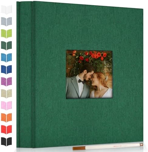 Artfeel Photo Album Self Adhesive Scrapbook Album for 3x5 4x6 5x7 8x10 Pictures,40 Pages Linen Cover with Display Window DIY Photo Book,Ideal Gifts for Family Travel Wedding Baby by Artfeel